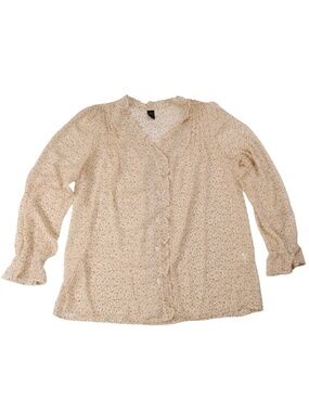 Dazy Floral Ruffle Button Front Cottagecore Blouse Size M